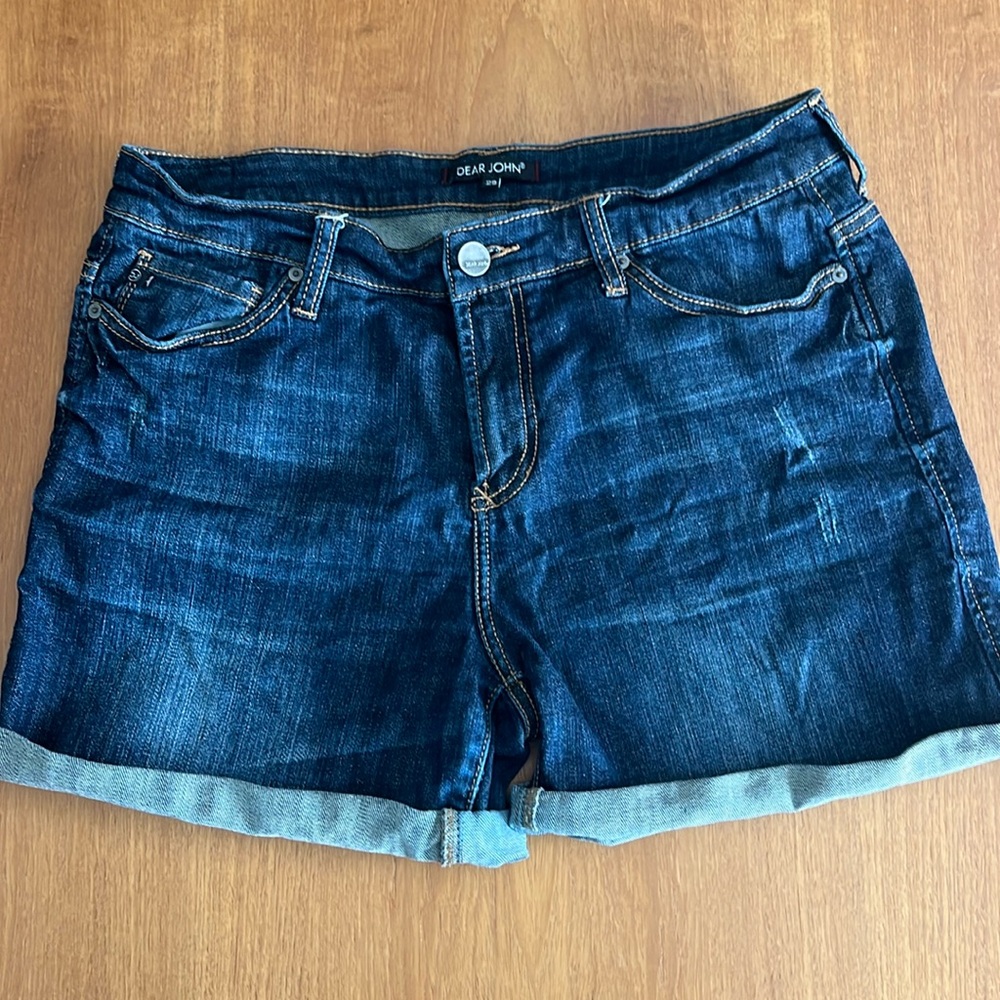 Dear John American Classic Stretch Denim Shorts, 5 Pocket, Mid-Rise, Size 29